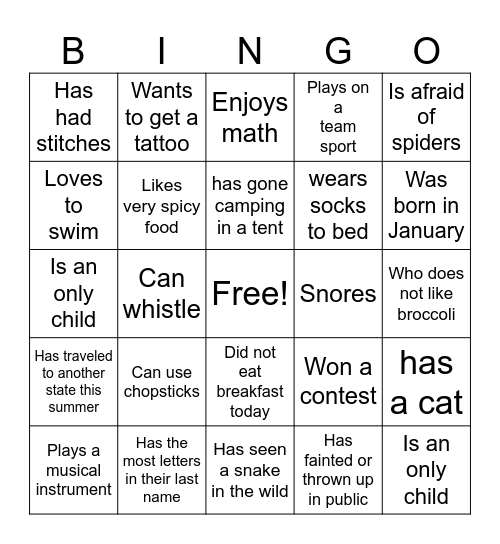 Human Bingo - Find Someone Who... Bingo Card
