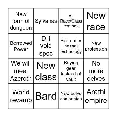 midnight Bingo Card