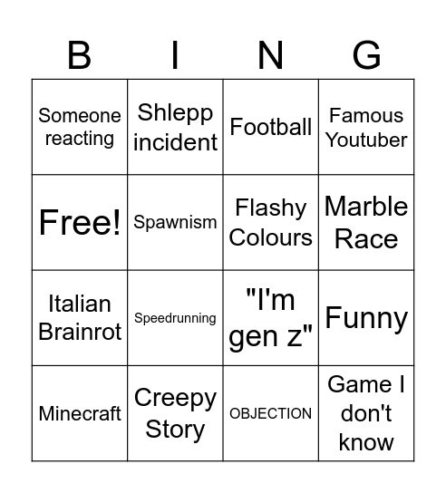 TikTok Bingo (fyp) Bingo Card