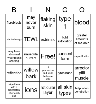 BASAL ESTHETICS Bingo Card