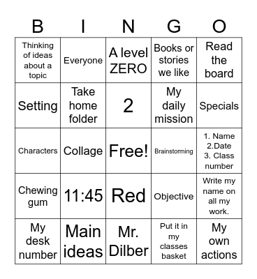 4th Grade Expectations and Review Bingo Card