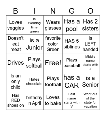 WELCOME TO HP'S CLASS Bingo Card