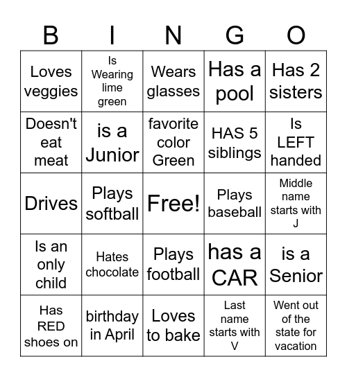 WELCOME TO HP'S CLASS Bingo Card