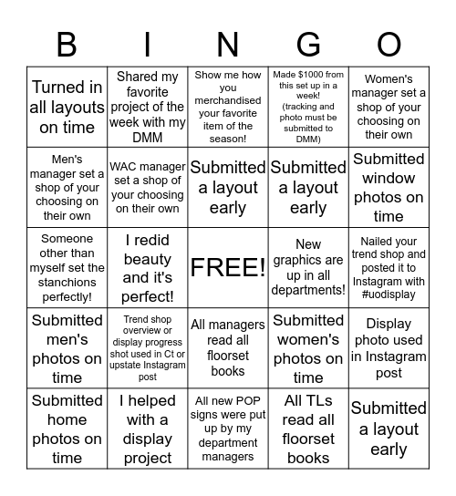 Northeast Spring Floorset 2017 Bingo Card