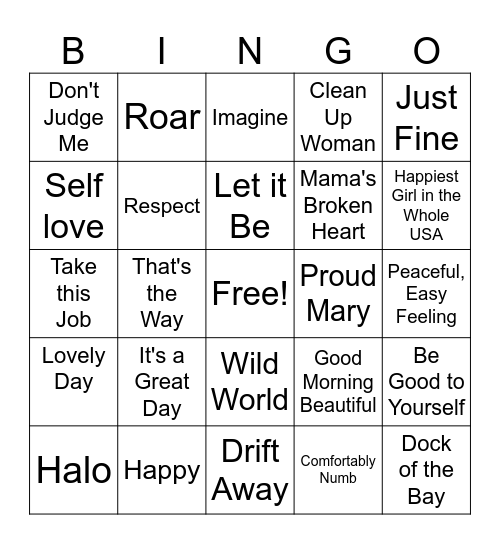 Music Therapy Bingo Card