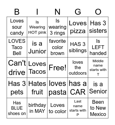 WELCOME TO HP'S CLASS Bingo Card