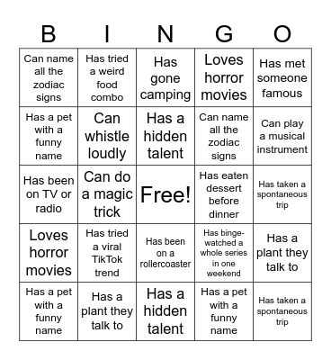 Meet and Greet Activity: Connection Bingo Card