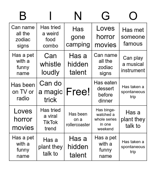 Meet and Greet Activity: Connection Bingo Card