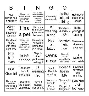 Landry Family Reunion 2026 Bingo Card