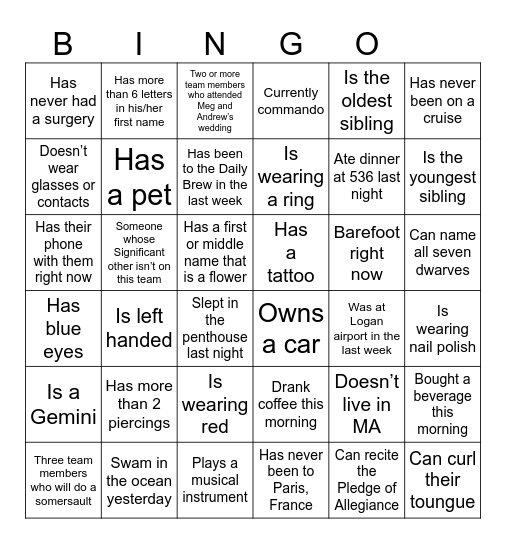Landry Family Reunion 2026 Bingo Card