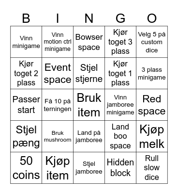 Mario Party Bingo Card