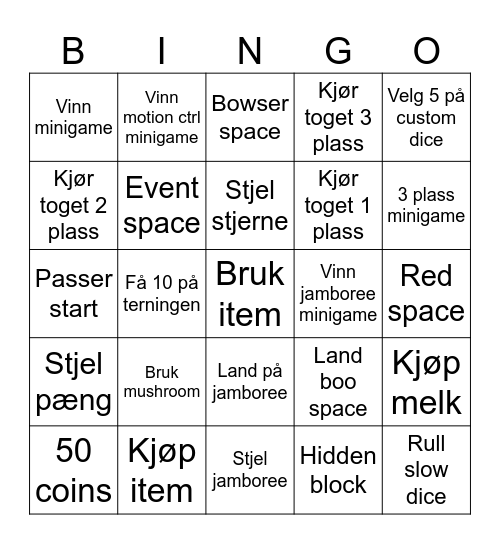 Mario Party Bingo Card