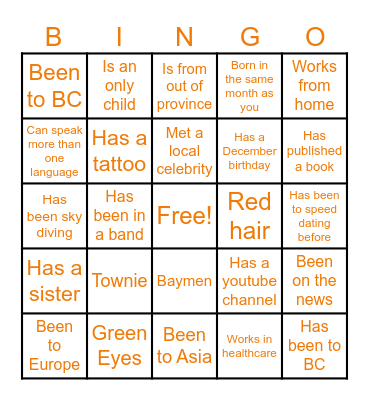 Meet Cute Bingo Card