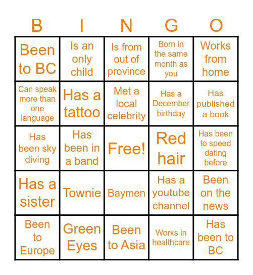 Meet Cute Bingo Card