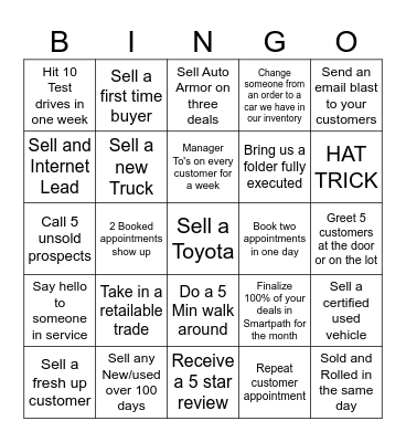 Sales Bingo Card