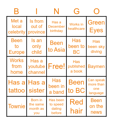 Meet Cute Bingo Card