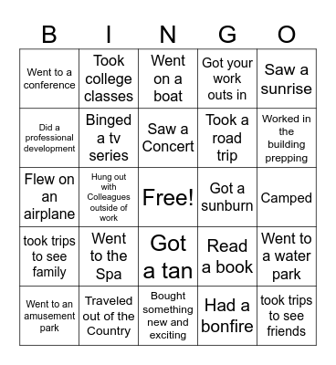 Back to School Bingo Card
