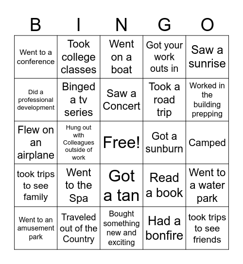 Back to School Bingo Card