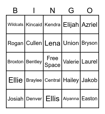 Name-O Bingo Card
