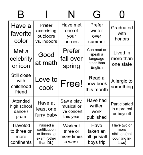 ICE BREAKER BINGO Card