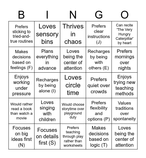 CBS Preschool Bingo Card