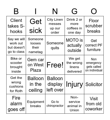 Fall Semester Bingo Card