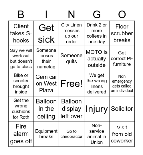 Fall Semester Bingo Card