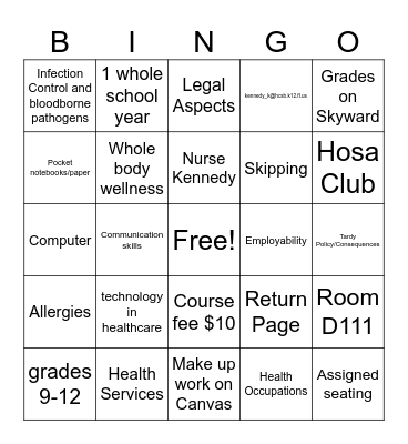 MSS Syllabus Bingo Card
