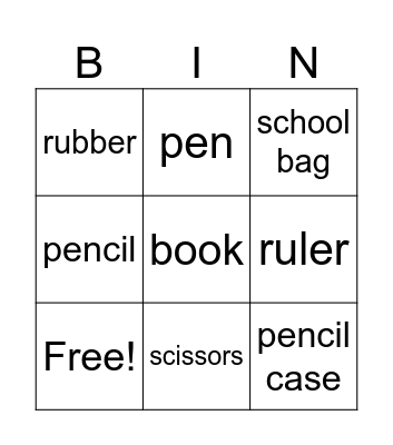 School items Bingo Card