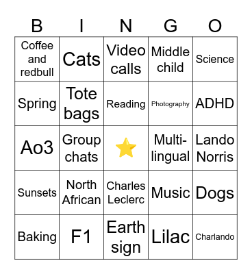 aicha’s Bingo Card