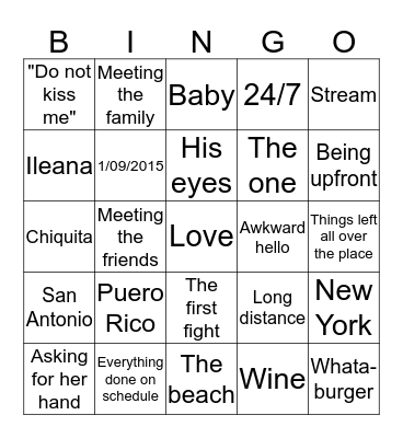 Ileana's Bridal Bingo Card