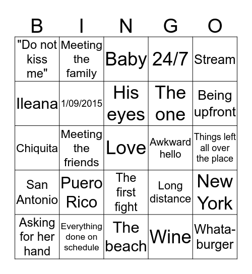 Ileana's Bridal Bingo Card