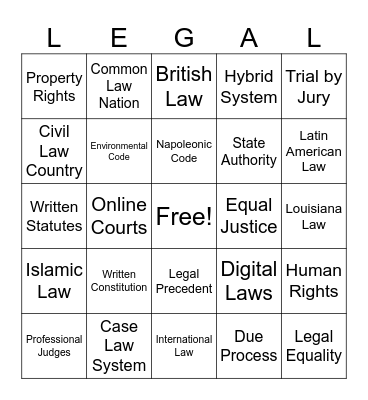 Napoleon Bonaparte Bingo Card