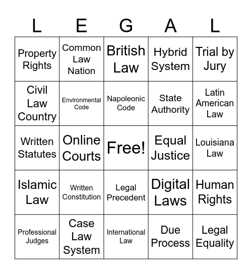 Napoleon Bonaparte Bingo Card