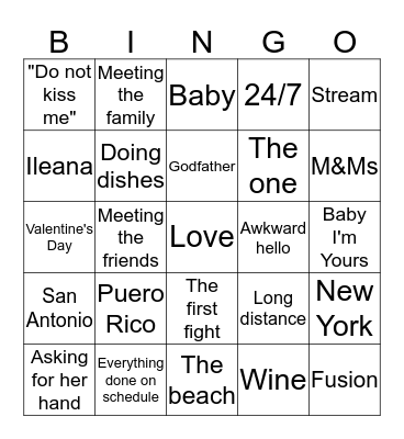 Ileana's Bridal Bingo Card