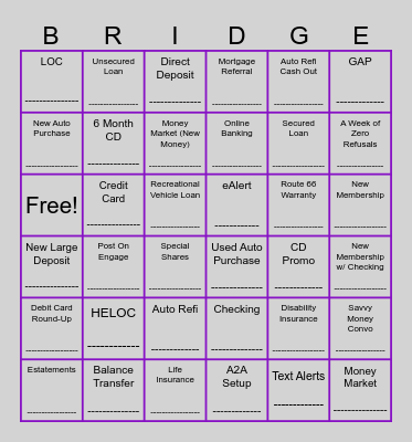 Big 5 Bingo Card