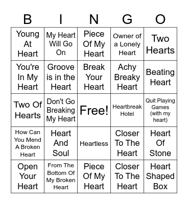 Hearts of Gold Bingo Card