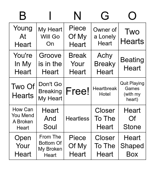 Hearts of Gold Bingo Card