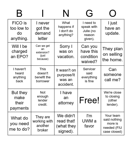 SRT BINGO Card