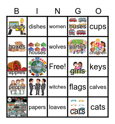 Plural Nouns Bingo Card