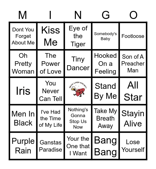 Movie Hits! Bingo Card