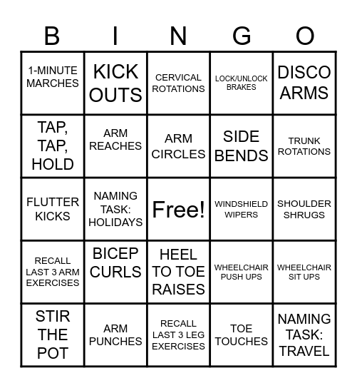 THERAPY BINGO Card