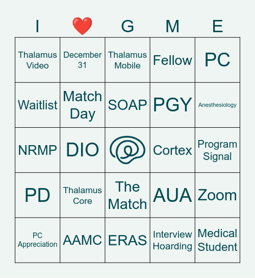GME Professionals Day 2025 Bingo Card
