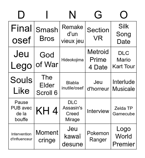 Gamescome 2025 Bingo Card