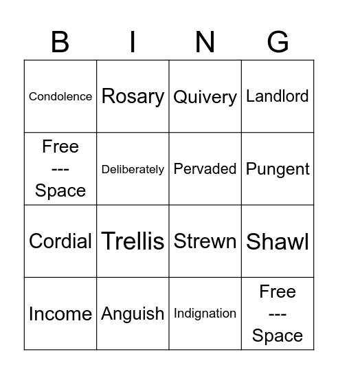 Esperanza Rising Ch. 2 Bingo Card