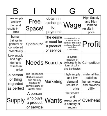 Free Enterprise Bingo Card