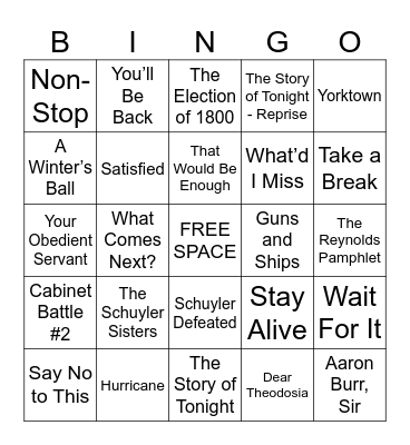 Hamilton Bingo Card