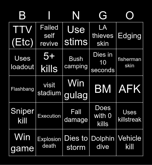 Warzone 2.0 bingo (Credits to: Big Puffer) Bingo Card