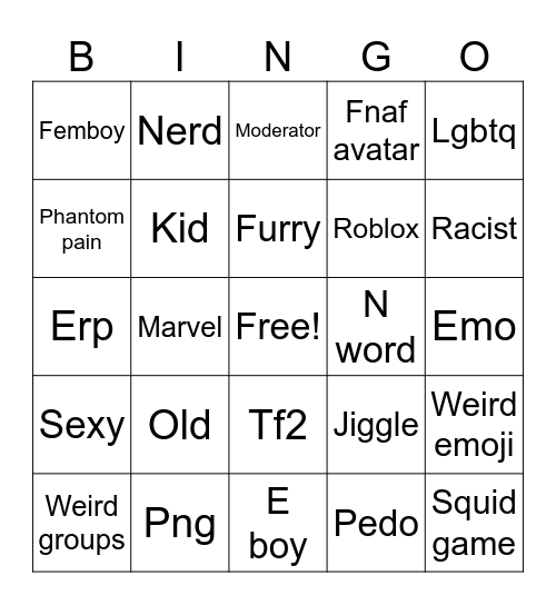 Vr chat Bingo Card