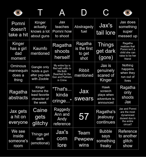Tadc ep 6 bingo Card